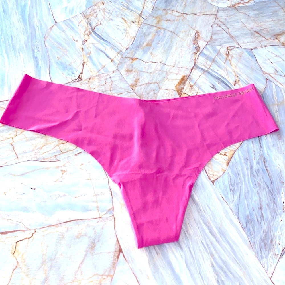 Large‎ Pink Victoria Secret Grey Sexy Illusions No Show Seamless Panty Thong new